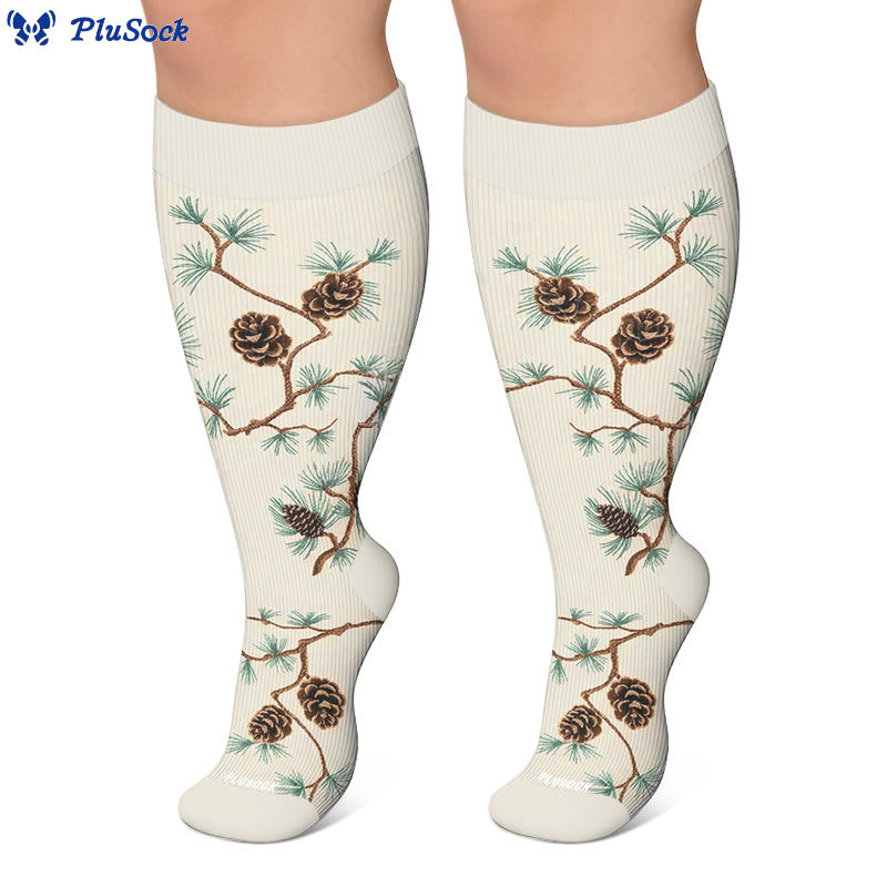 Plusock Plus Size Mushroom Pinecone Compression Socks - image 3