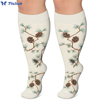 Plusock Plus Size Mushroom Pinecone Compression Socks - image 3