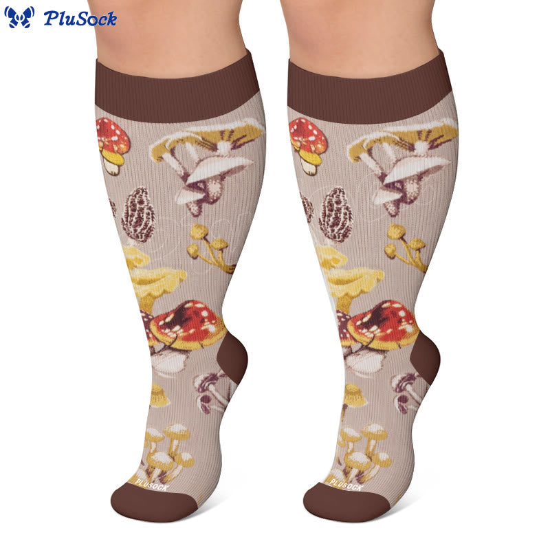 Plusock Plus Size Mushroom Pinecone Compression Socks - image 4