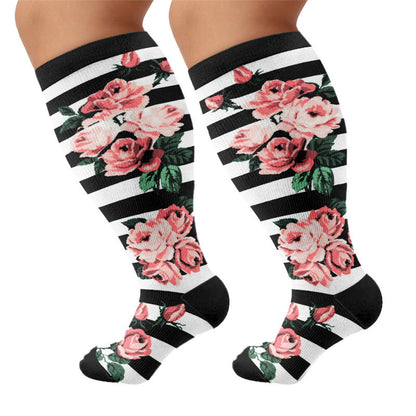 Plusock Plus Size Mushroom Pinecone Compression Socks - Black(1 Pair) - 4XL - image 5