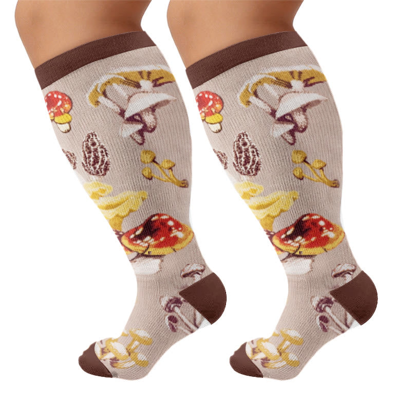 Plusock Plus Size Mushroom Pinecone Compression Socks - Brown(1 Pair) - 4XL - image 6