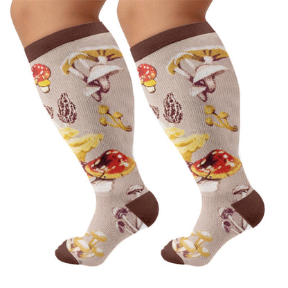Plusock Plus Size Mushroom Pinecone Compression Socks - Brown(1 Pair) - 4XL - image 6
