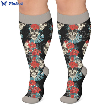 Plusock Plus Size Skull Compression Socks - image 6
