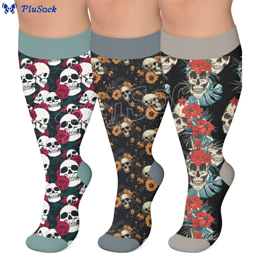 Plusock Skull Floral Compression Socks - image 0