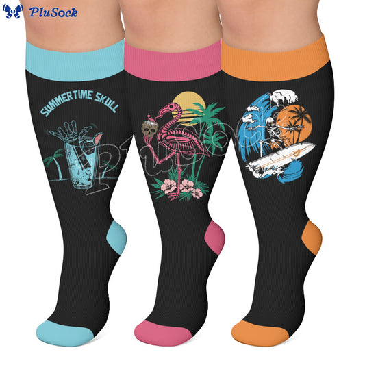 Plusock Plus Size Summer Printed Compression Socks - image 0