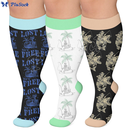 Plusock Plus Size Casual Holiday Printed Compression Socks - image 0