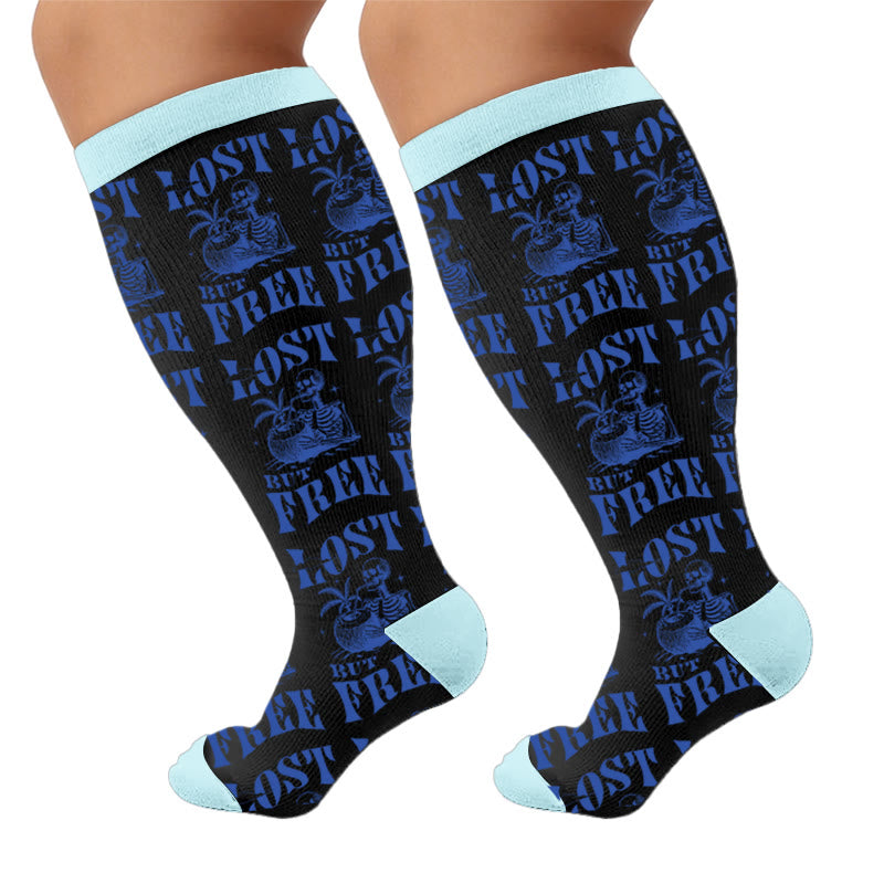 Plusock Plus Size Casual Holiday Printed Compression Socks - Drinks (1 pair) - 4XL - image 5