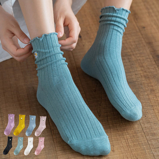 Plusock Embroidered Daisy Sleep Socks(8 Pairs) - Multicolor - EU 36-40(US 3-7) - image 0