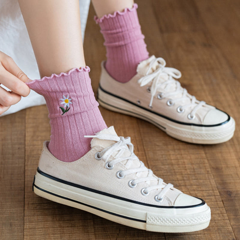 Plusock Embroidered Daisy Sleep Socks(8 Pairs) - image 7