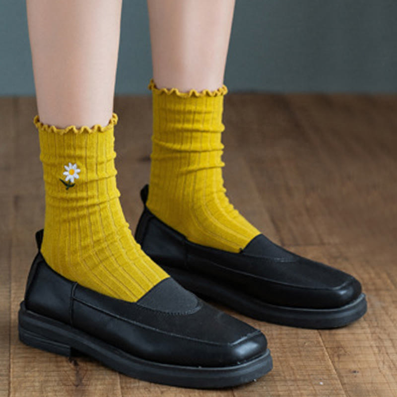 Plusock Embroidered Daisy Sleep Socks(8 Pairs) - image 6