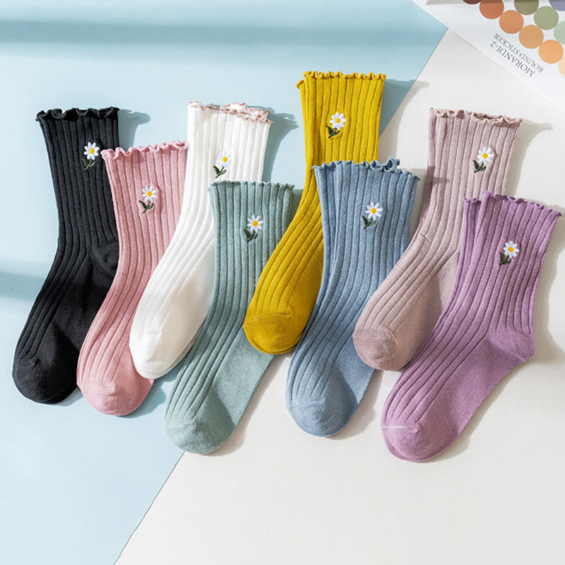 Plusock Embroidered Daisy Sleep Socks(8 Pairs) - image 18