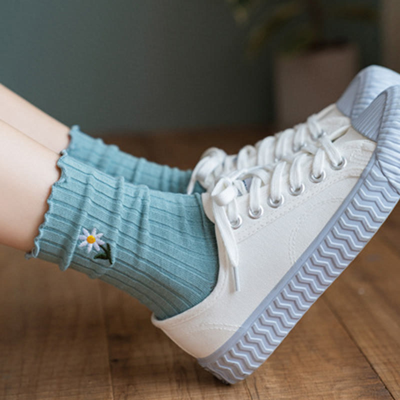 Plusock Embroidered Daisy Sleep Socks(8 Pairs) - image 9