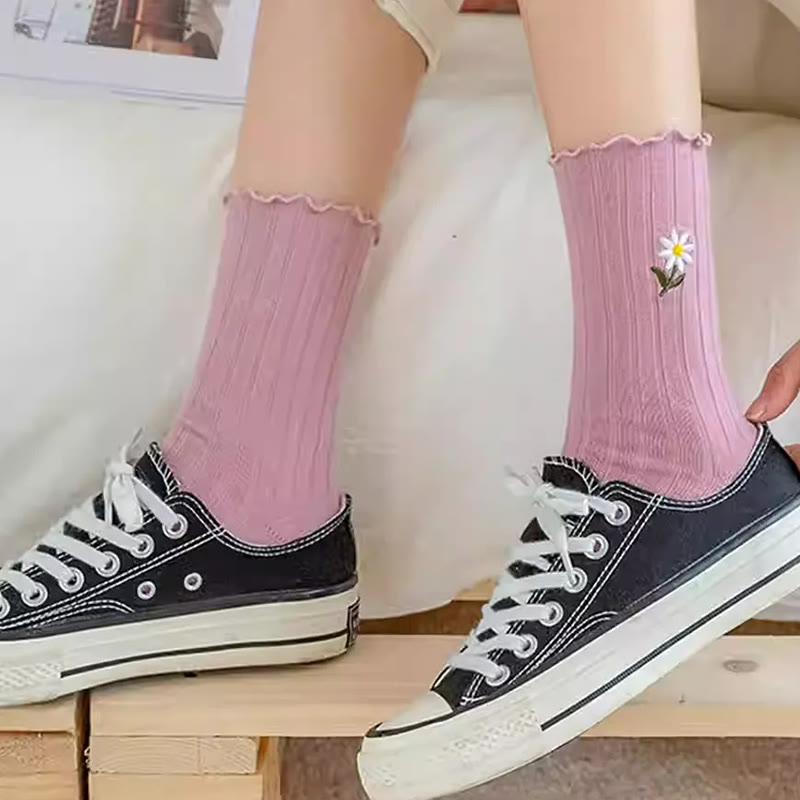 Plusock Embroidered Daisy Sleep Socks(8 Pairs) - image 8