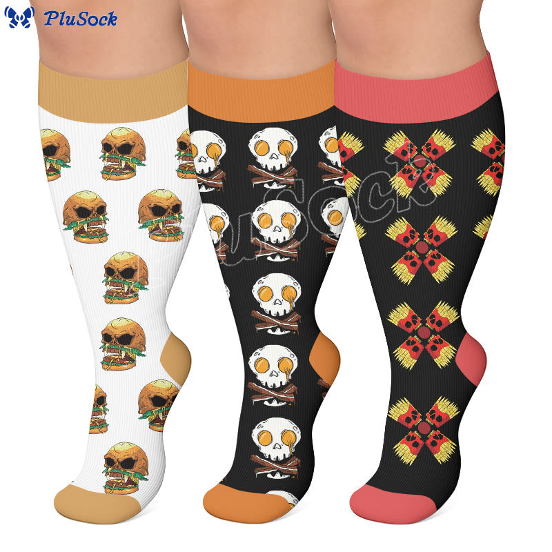 Plusock Plus Size Fun Food Print Compression Socks - image 0
