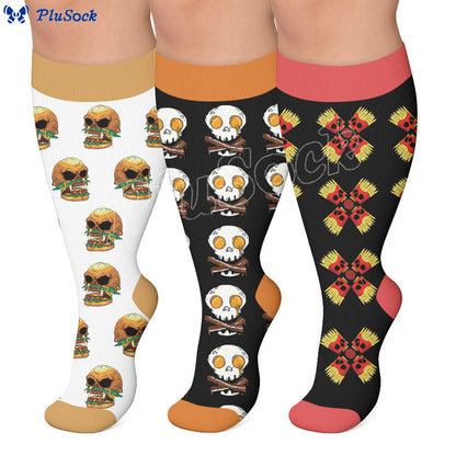 Plusock Plus Size Fun Food Print Compression Socks - image 0