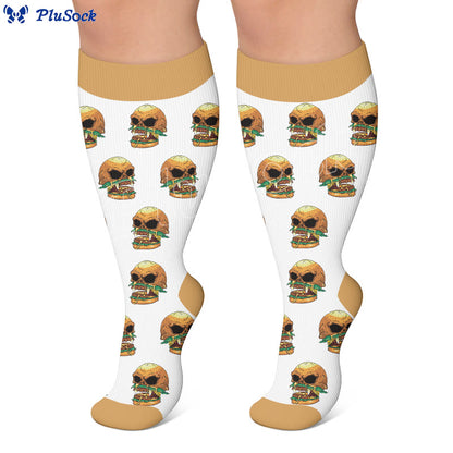 Plusock Plus Size Fun Food Print Compression Socks - image 2