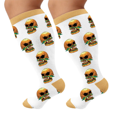Plusock Plus Size Fun Food Print Compression Socks - Hamburger (1 Pair) - 4XL - image 5