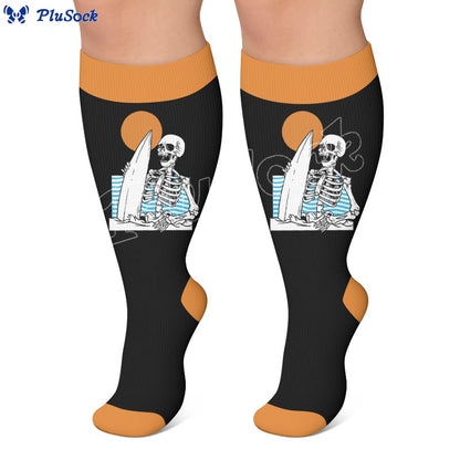 Plusock Plus Size Vacation Surf Print Compression Socks - image 2