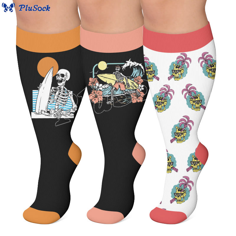 Plusock Plus Size Vacation Surf Print Compression Socks - image 0