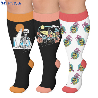 Plusock Plus Size Vacation Surf Print Compression Socks - image 0