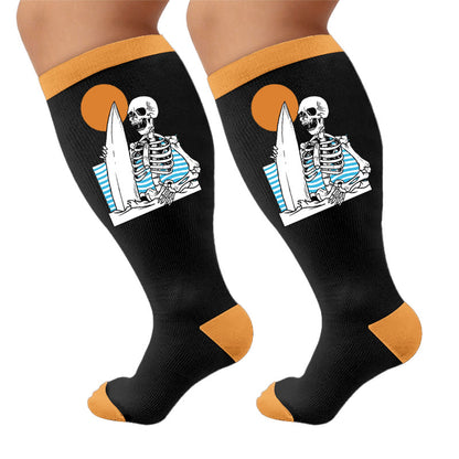 Plusock Plus Size Vacation Surf Print Compression Socks - Skateboard (1 Pair) - 4XL - image 5