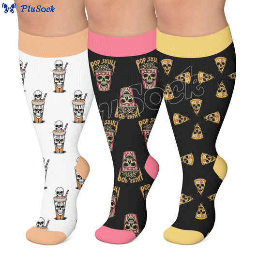 Plusock Plus Size Food Print Compression Socks - image 0