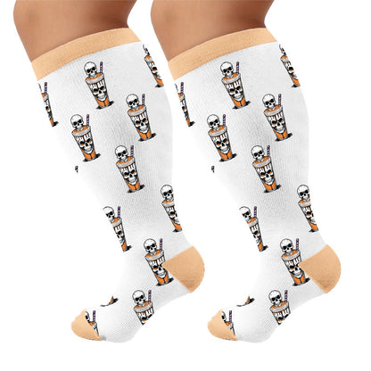 Plusock Plus Size Food Print Compression Socks - Coffee (1 Pair) - 4XL - image 5