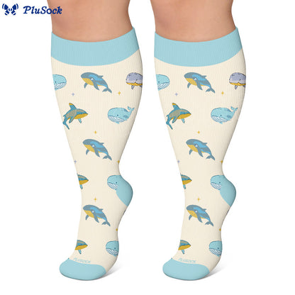 Plusock Plus Size Crab Whale Starfish Compression Socks - image 2