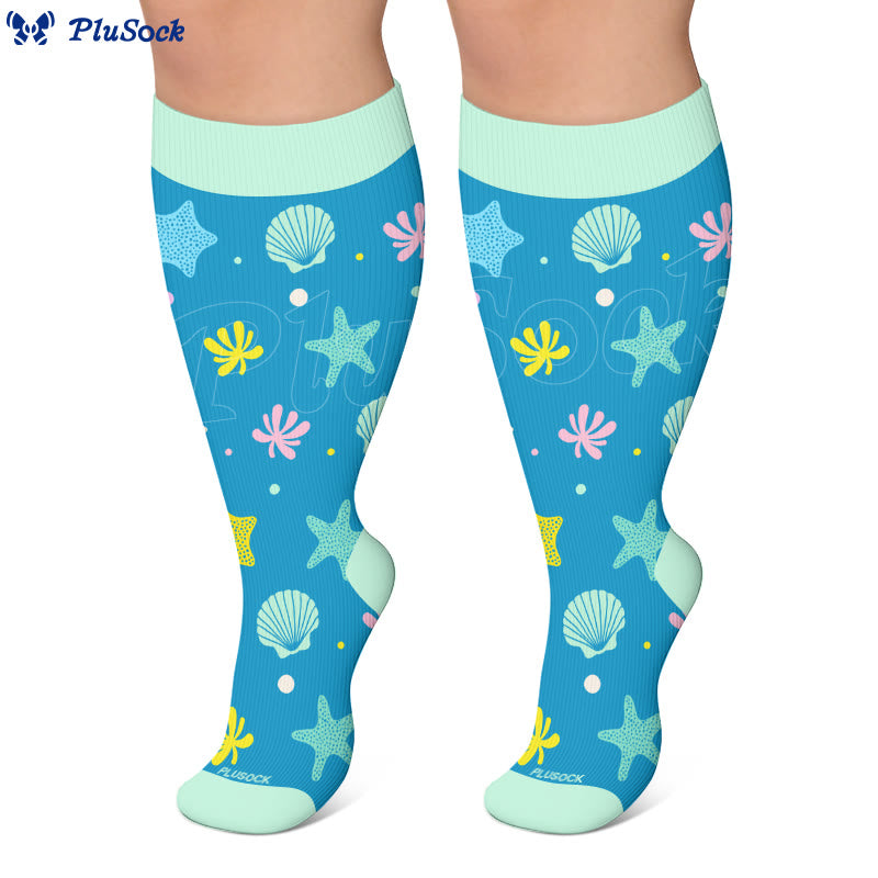 Plusock Plus Size Whale Crab Starfish Compression Socks - image 4