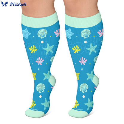 Plusock Plus Size Whale Crab Starfish Compression Socks - image 4