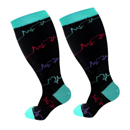 Plusock Plus Size Medical Devices Pattern Compression Socks - Black - 4XL - image 1