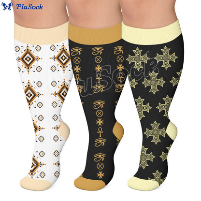 Plusock Plus Size Tribal Print Compression Socks - image 0