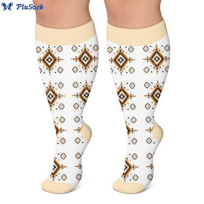 Plusock Plus Size Tribal Print Compression Socks - image 2