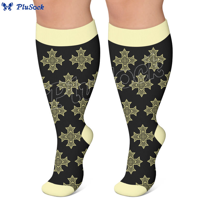 Plusock Plus Size Tribal Print Compression Socks - image 4