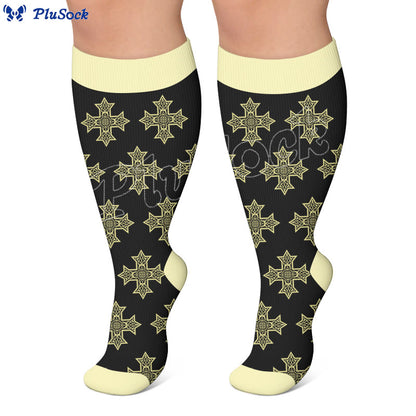 Plusock Plus Size Tribal Print Compression Socks - image 4