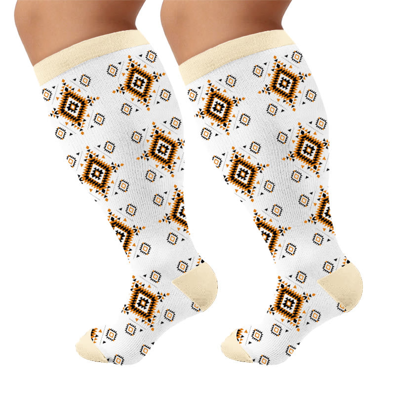 Plusock Plus Size Tribal Print Compression Socks - Indians(1 Pair) - 4XL - image 5