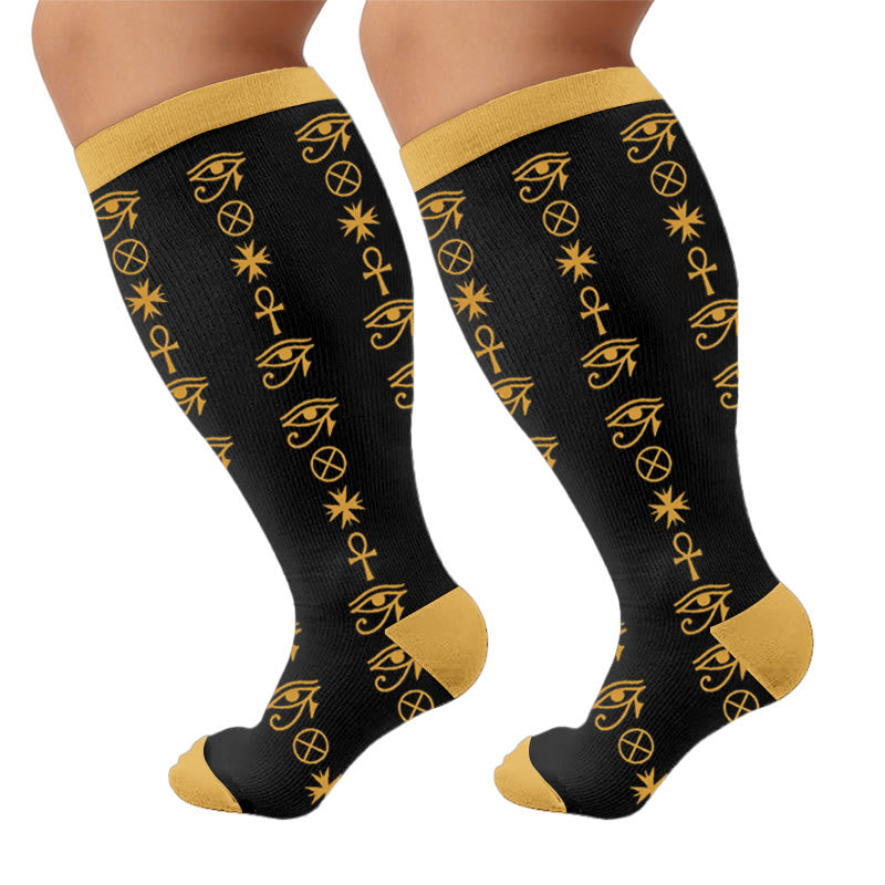 Plusock Plus Size Tribal Print Compression Socks - Eye(1 Pair) - 4XL - image 6