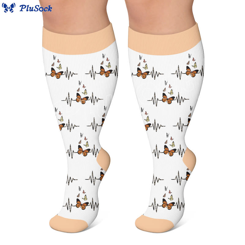 Plusock Plus Size Butterfly Floral Print Compression Socks - image 2