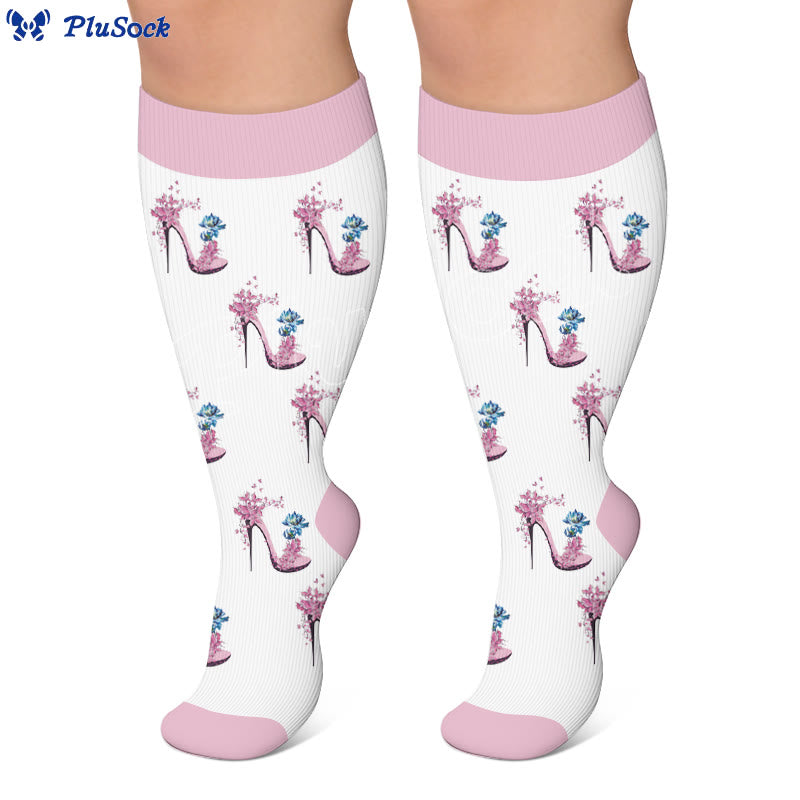 Plusock Plus Size Butterfly Floral Print Compression Socks - image 4