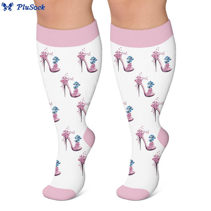 Plusock Plus Size Butterfly Floral Print Compression Socks - image 4