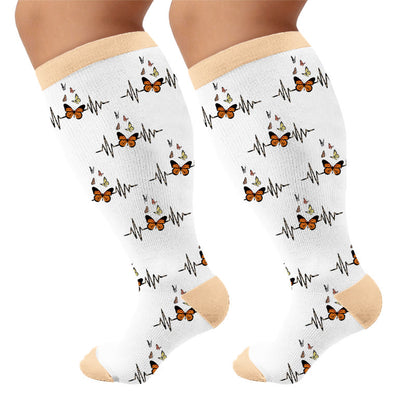 Plusock Plus Size Butterfly Floral Print Compression Socks - Butterfly(1 Pair) - 4XL - image 5