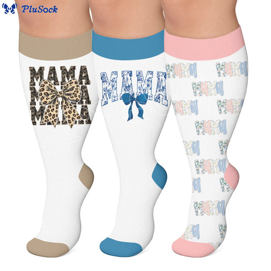 Plusock Plus Size Holiday Leopard Print Compression Stockings - image 0