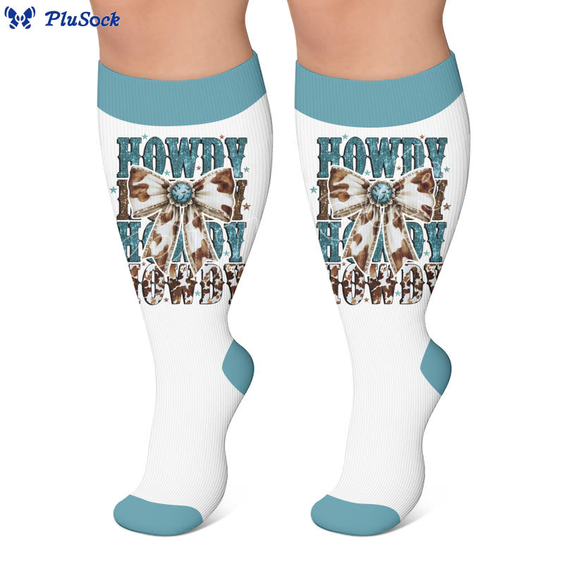 Plusock Plus Size Bow Print Compression Socks - image 3