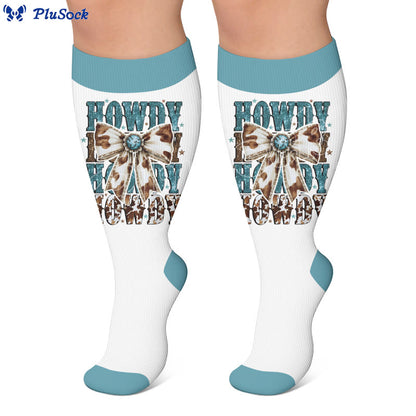 Plusock Plus Size Bow Print Compression Socks - image 3