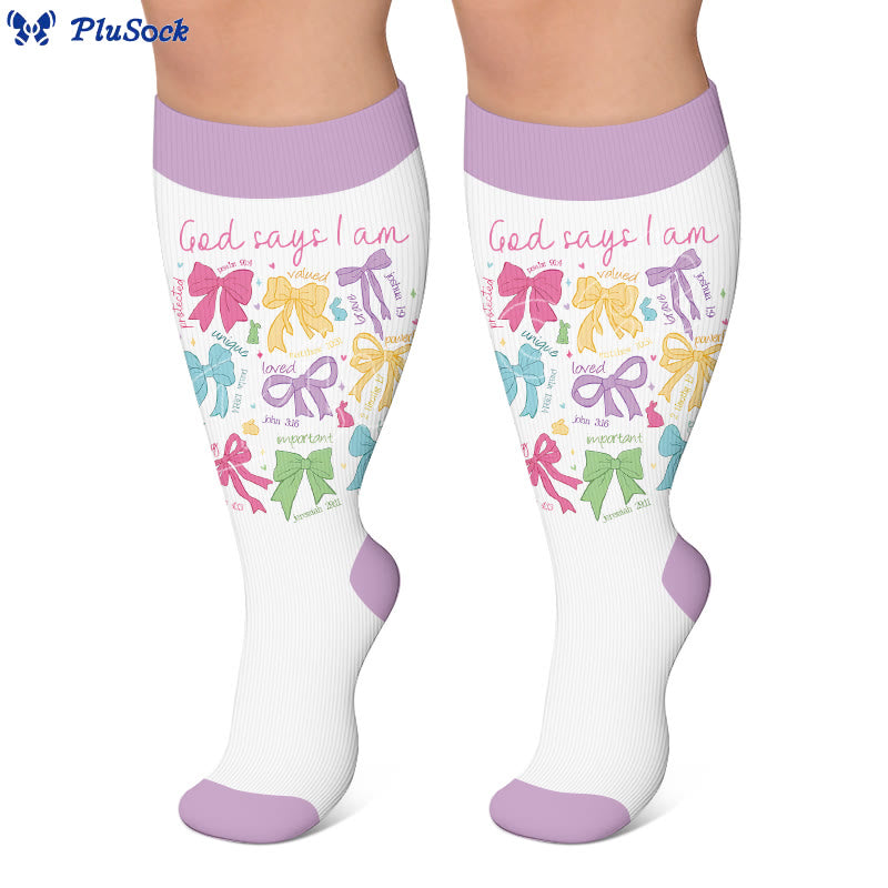Plusock Plus Size Bow Print Compression Socks - image 4