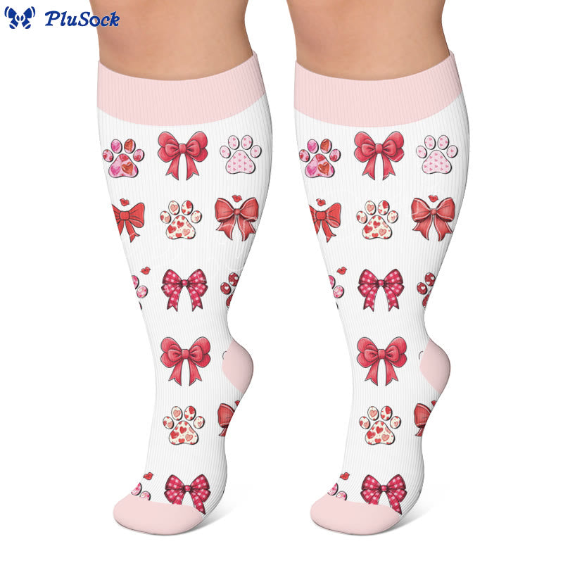 Plusock Plus Size Bow Print Compression Socks - image 2