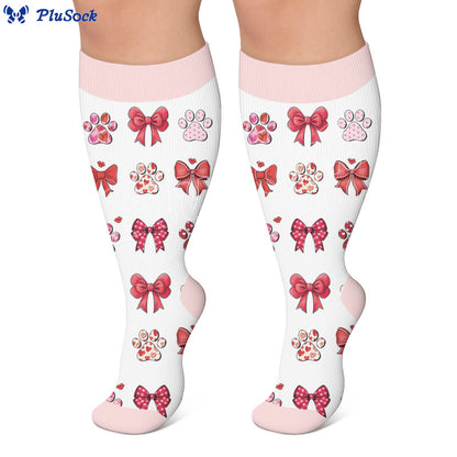 Plusock Plus Size Bow Print Compression Socks - image 2