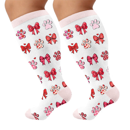 Plusock Plus Size Bow Print Compression Socks - Cat Paws(1 Pair) - 4XL - image 5