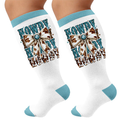 Plusock Plus Size Bow Print Compression Socks - Bow(1 Pair) - 4XL - image 6