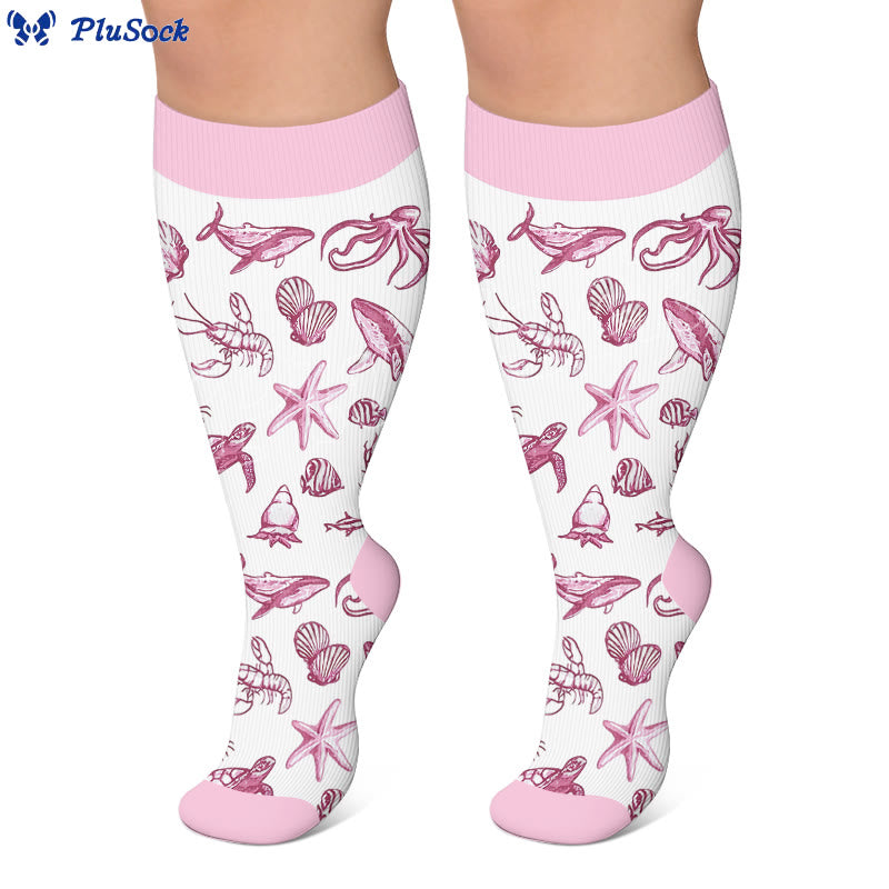 Plusock Plus Size Marine Life Print Compression Socks - image 2